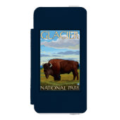 Bison-Szene - Glacier Nationalpark, M.Ü. Incipio iPhone Geldbeutel-Hülle (Folio Vorderseite)