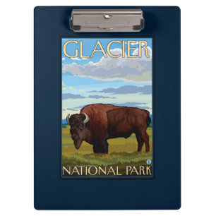 Bison-Szene - Glacier Nationalpark, M.Ü. Klemmbrett