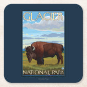 Bison-Szene - Glacier Nationalpark, M.Ü. Rechteckiger Pappuntersetzer (Vorderseite)