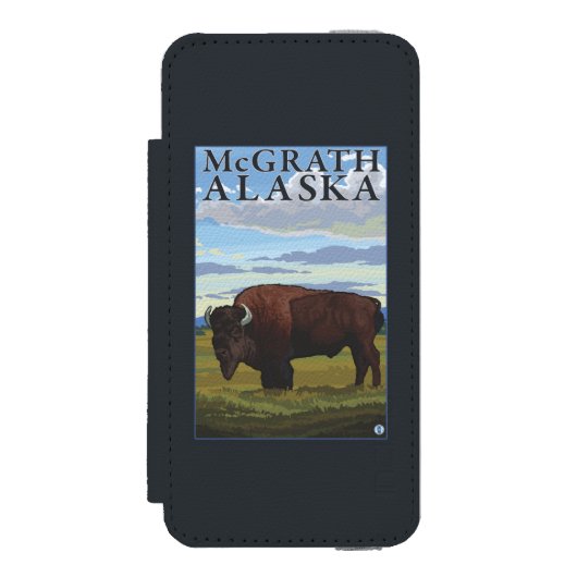 Bison-Szene - McGrath, Alaska Incipio iPhone Geldbeutel-Hülle (Folio Vorderseite)