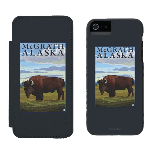 Bison-Szene - McGrath, Alaska Incipio iPhone Geldbeutel-Hülle (Seite an Seite)