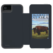 Bison-Szene - McGrath, Alaska Incipio iPhone Geldbeutel-Hülle (Folio Geöffnet)