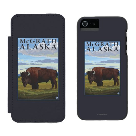 Bison-Szene - McGrath, Alaska Incipio iPhone Geldbeutel-Hülle (Seite an Seite)