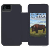 Bison-Szene - McGrath, Alaska Incipio iPhone Geldbeutel-Hülle (Folio Geöffnet)