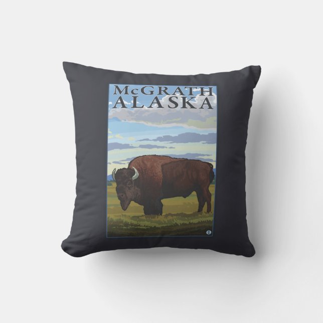 Bison-Szene - McGrath, Alaska Kissen (Vorderseite)