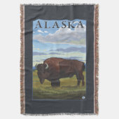 Bison-Szenen-Vintages Reise-Plakat Decke (Vorderseite Vertikal)
