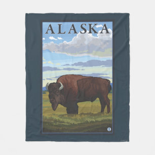 Bison-Szenen-Vintages Reise-Plakat Fleecedecke
