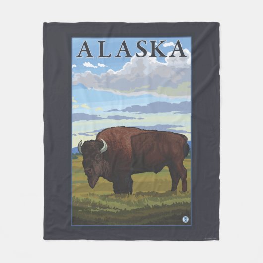 Bison-Szenen-Vintages Reise-Plakat Fleecedecke (Vorderseite)
