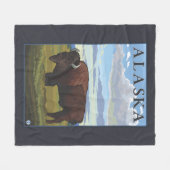 Bison-Szenen-Vintages Reise-Plakat Fleecedecke (Vorderseite (Horizontal))