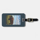 Bison-Szenen-Vintages Reise-Plakat Gepäckanhänger (Vorderseite horizontal)