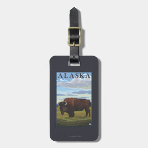 Bison-Szenen-Vintages Reise-Plakat Gepäckanhänger