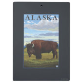 Bison-Szenen-Vintages Reise-Plakat Klemmbrett (Rückseite)