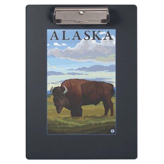 Bison-Szenen-Vintages Reise-Plakat Klemmbrett (Vorderseite)