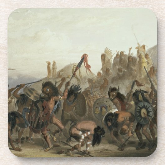 Bison-Tanz des Mandan amerikanischen Ureinwohners Untersetzer (Vorderseite)
