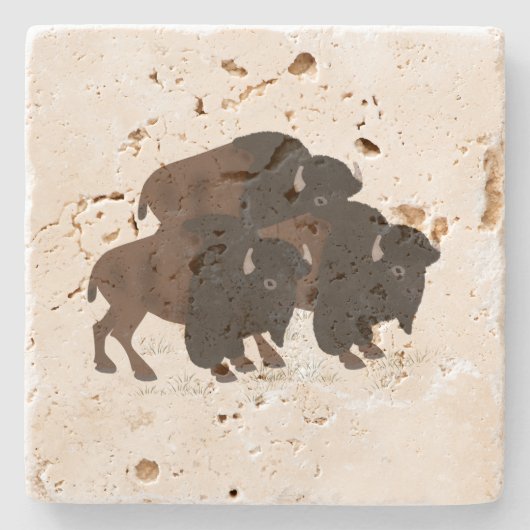 Bison Tavertine Stone Untersetzer (Vorderseite)