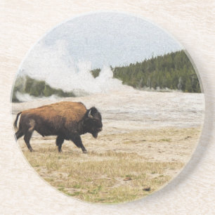 Bison und alt treu getränkeuntersetzer