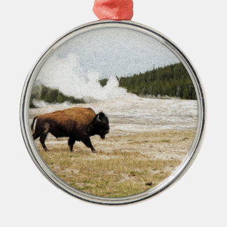 Bison und alt treu silbernes ornament