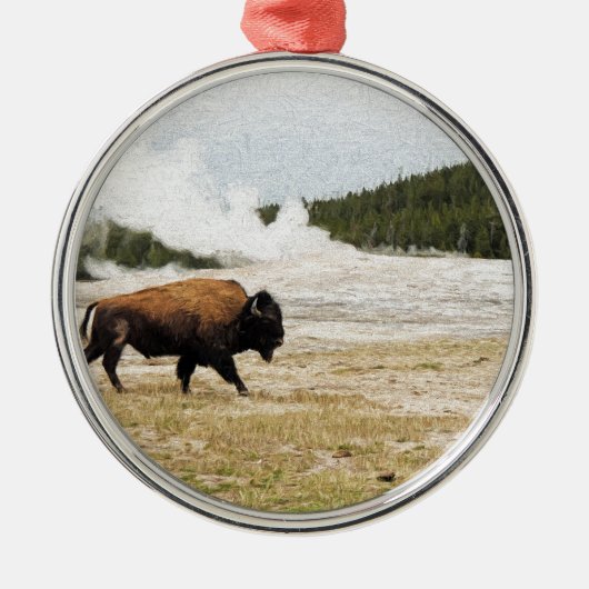 Bison und alt treu silbernes ornament (Vorne)