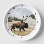 Bison und alte glatte Wall-Uhr Uhr (Vorderseite)