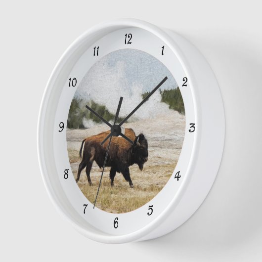 Bison und alte glatte Wall-Uhr Uhr (Winkel)