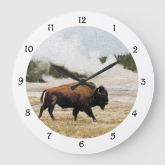 Bison und alte zuverlässige Wanduhr