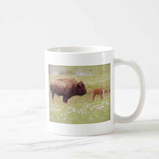 Bison und Kalb in Yellowstone Kaffeetasse (Rechts)