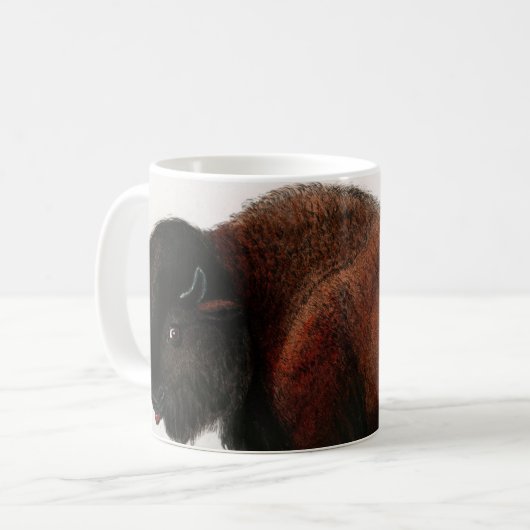 Bison Vintag illustriert Kaffeetasse (Vorderseite Links)