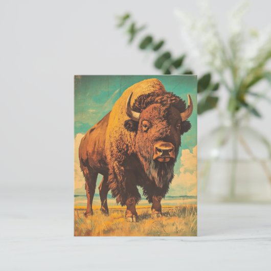 Bison Vintag Postkarte (Stehend Vorderseite)