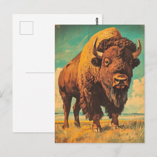 Bison Vintag Postkarte (Vorne/Hinten)