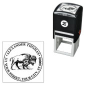 Bison Vintag Zeichnend Name Rücksendeadresse Permastempel (Beispiel)