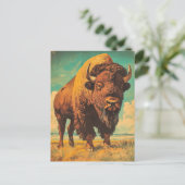 Bison Vintage Postkarte (Stehend Vorderseite)