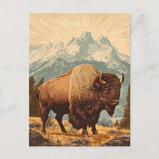 Bison Vintage Postkarte (Vorderseite)