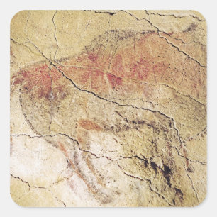 Bison von den Höhlen bei Altamira, c.15000 BC Quadratischer Aufkleber