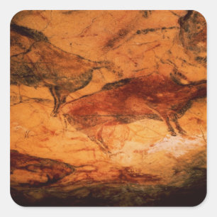 Bison von den Höhlen bei Altimira, c.15000 BC Quadratischer Aufkleber