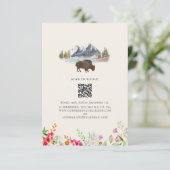 Bison Watercolor Mountains Floral Wedding QR RSVP Karte (Stehend Vorderseite)