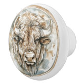 Bison Wild Tame und Zeitlose Sammlung Keramikknauf (Rechts)