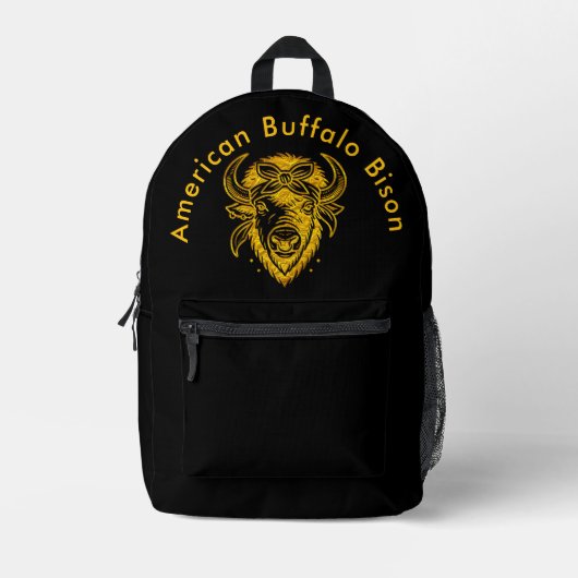 Bison with Bandana in Graphic Style Artwork Bedruckter Rucksack (Vorderseite)