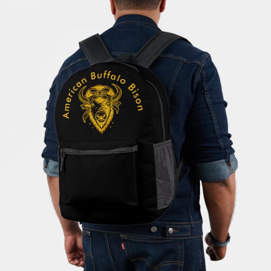 Bison with Bandana in Graphic Style Artwork Bedruckter Rucksack (Insitu (Modell))