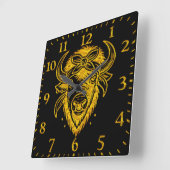 Bison with Bandana in Graphic Style Artwork Quadratische Wanduhr (Winkel)