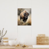 Bison Woodland Animal Art Print Poster (Küche)