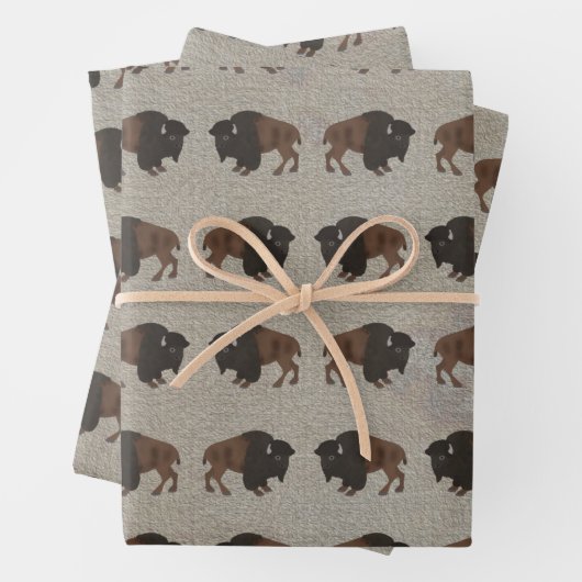 Bison Wrapping Paper Flat Sheet Set 3 Geschenkpapier Set (Beispiel)