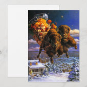 Bison zieht den Weihnachtsmann Feiertagskarte (Vorne/Hinten)