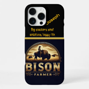 Bisonbauer bei der Pflege seiner Herde in goldenen iPhone 16 Pro Max Hülle