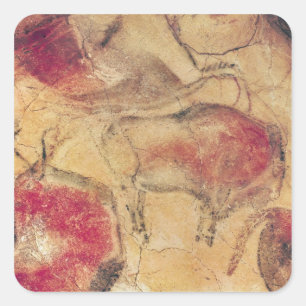 Bisone, von den Höhlen bei Altamira, c.15000 BC Quadratischer Aufkleber