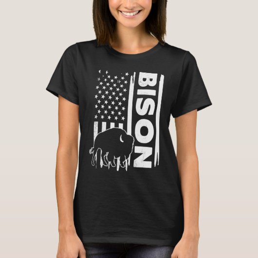 Bisonjagd US-Flagge Grafikkonzept T-Shirt (Vorderseite)