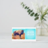 Bisonkunst auf türkisfarbener und weißer, doppelse visitenkarte (Stehend Vorderseite)