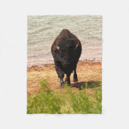 Bisons am Wasser Fleecedecke