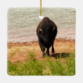 Bisons am Wasser Keramikornament (Rückseite)