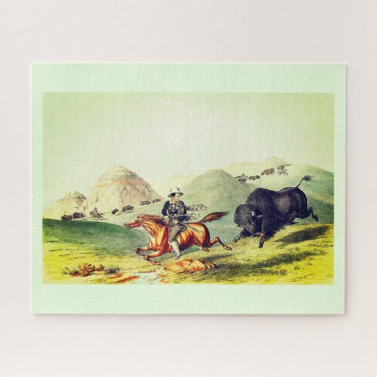 Bisons Jagdszene Puzzle (Horizontal)