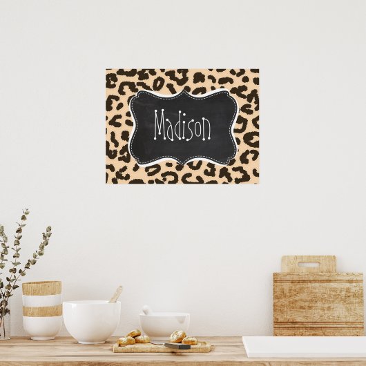 Bisque Color Leopard Print, Retro Chalkboard Poster (Küche)
